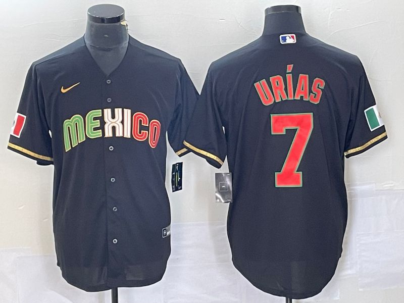 Men 2023 World Cub Mexico #7 Urias Black Nike MLB Jersey style 91844